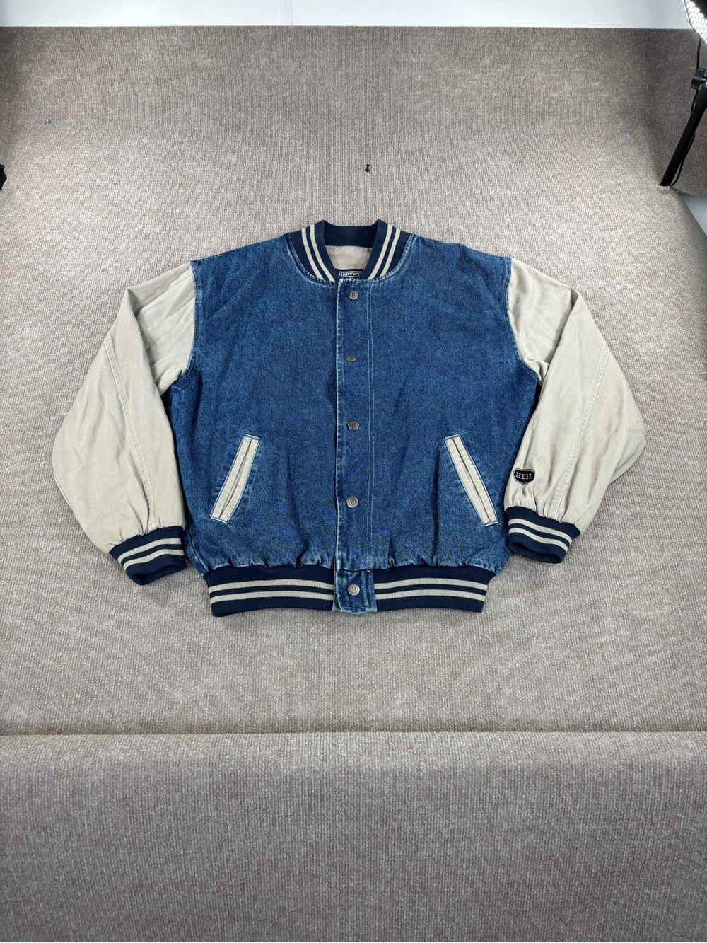 Vintage Hartwell ViaSport Denim Bomber  Varsity Jacket Men’s Medium